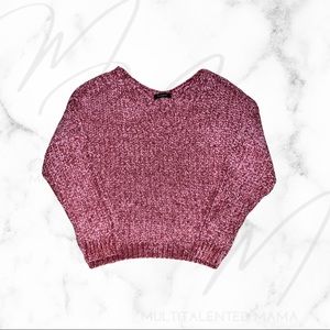 Rose Pink V-neck Chenille Sweater 

100% Polyester